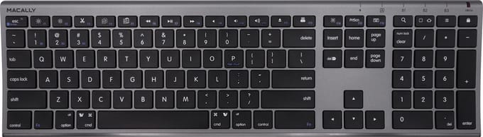 Macally ACEBTKEYSG Ultra dun Bluetooth draadloos toetsenbord - US Engels (QWERTY) layout - Spacegray