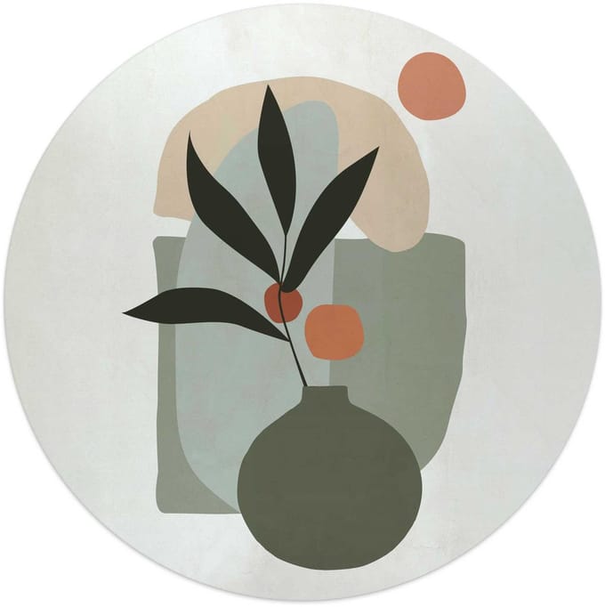 Glasschilderij Vaas met bloemen - Ø 50 - Glas - REINDERS