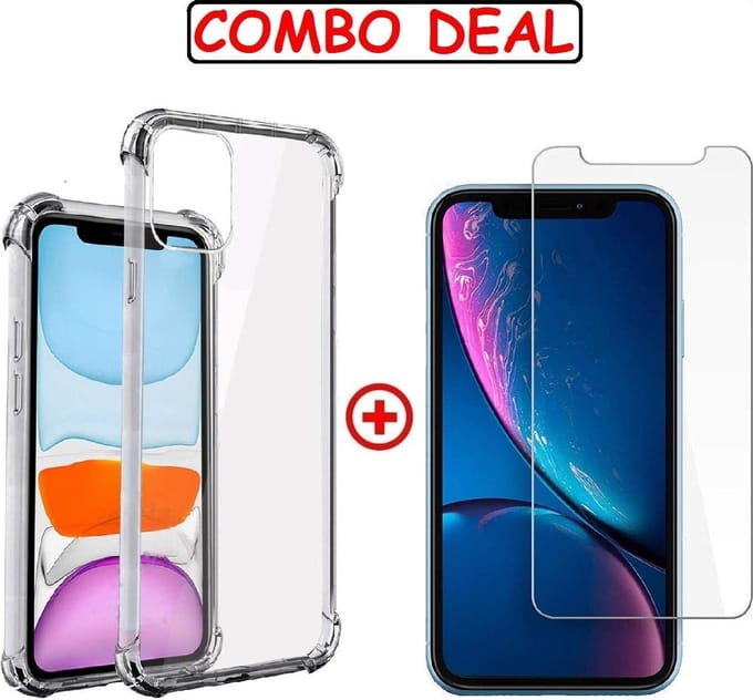 Shock-proof silicone hoesje met 2 Pack Tempered glas Screen Protector Geschikt voor: iPhone 12 Pro Max