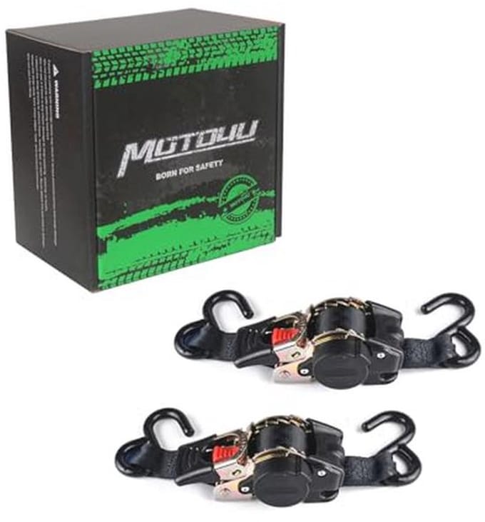 Retractable Rattling Strap-Down Belts voor Motorboot en Trailer - 1" x 6" - Dubbele S-Haken - 500lbs Capaciteit