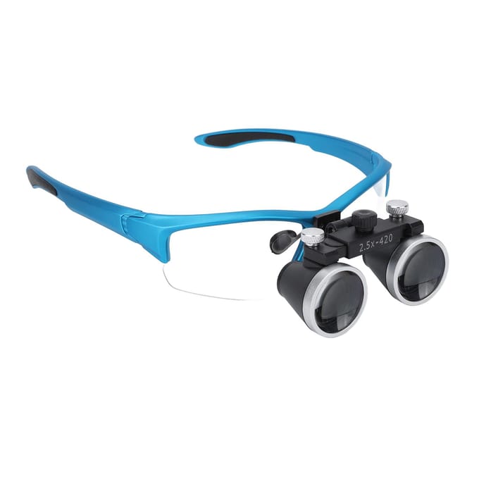 Verlichte Hoofdvergrootbril Matblauw 2.5X Vergrootglas voor Tandheelkunde 100‑240V EU Plug