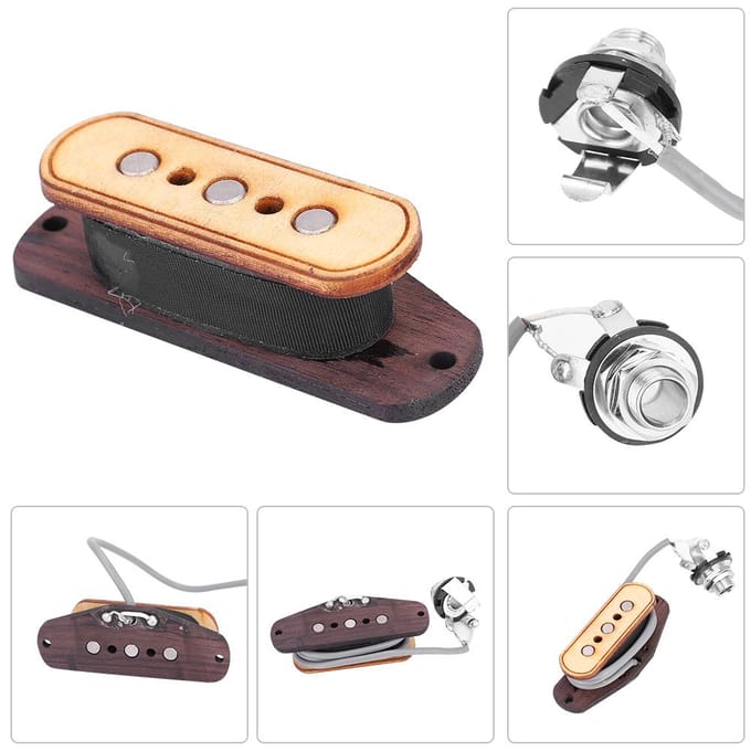Voorbedrade 3-snarige pickup ingang jack reparatieonderdelen vervanging voor sigarenkistgitaar beige