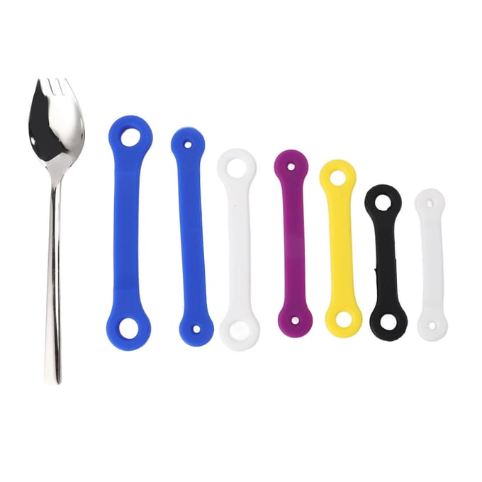 Cuillère Adaptative en Acier Inoxydable et Silicone Aide à Manger Cuillère Auto-Ajustable Ustensile Adaptatif blue