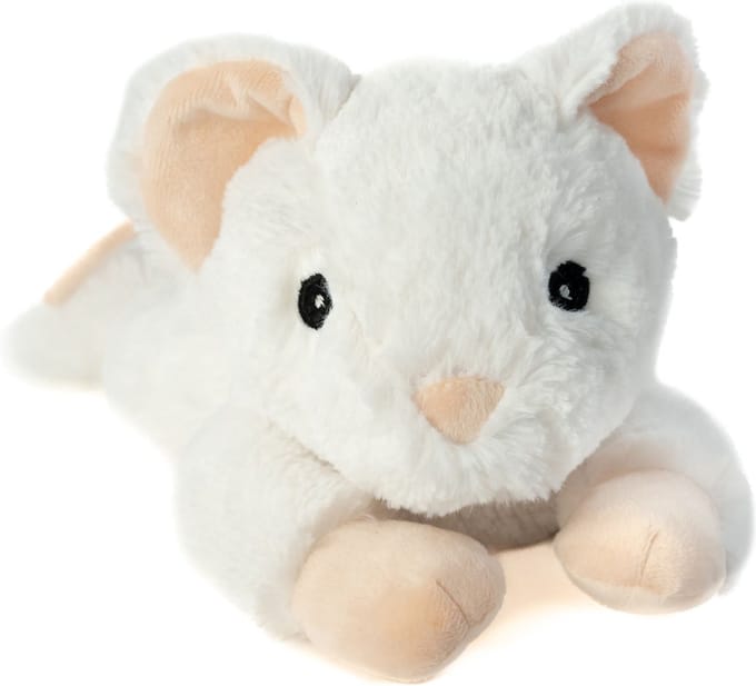 Habibi Warmte/magnetron opwarm knuffel - Muis - wit - 30 cm - pittenzak