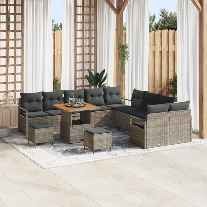 vidaXL - Tuinbank - Set - 13 - st - Grijs - poly - rattan