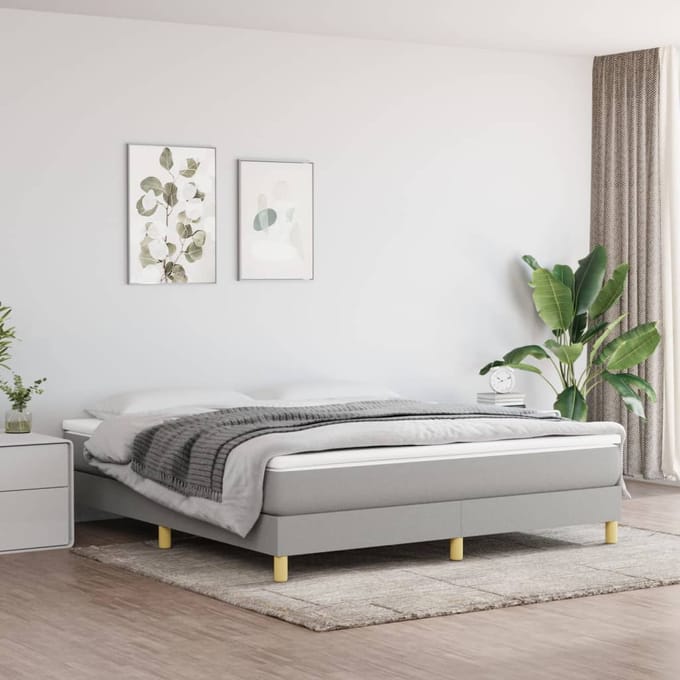 vidaXL - Boxspring - bed - stof - lichtgrijs - 160x200 - cm