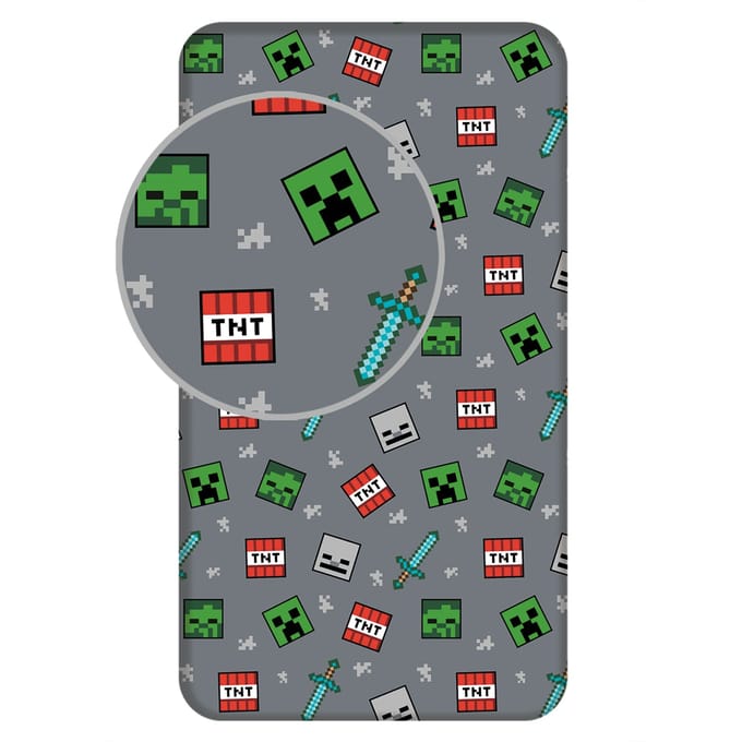 Minecraft Hoeslaken Game - 90 x 200 cm - Katoen