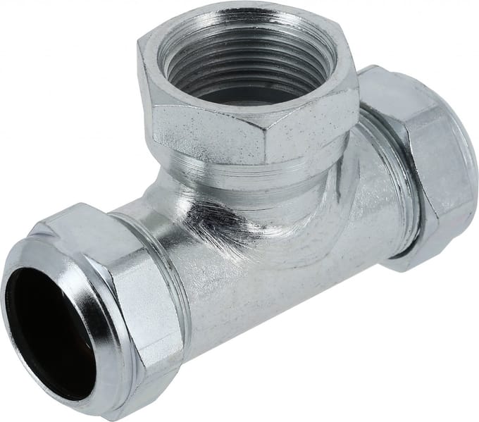Bonfix Staalverzinkte knelfitting - T-koppeling 110 - knel x binnendraad x knel - 22mm x 1/2 x 22mm