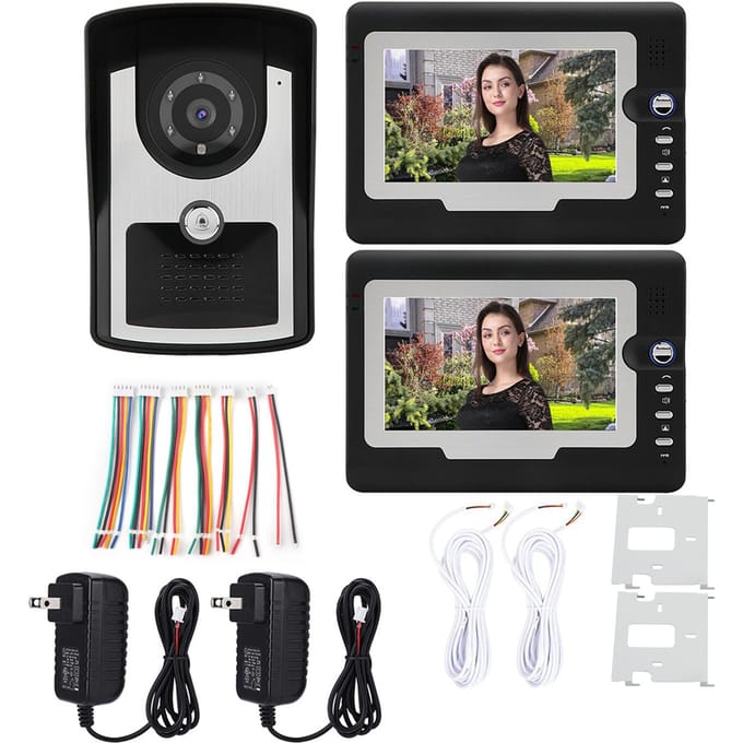 7  LCD Video Deurtelefoon Bedrade Intercom Deurbel Kit Thuis Toegangssysteem 1V2 SY810