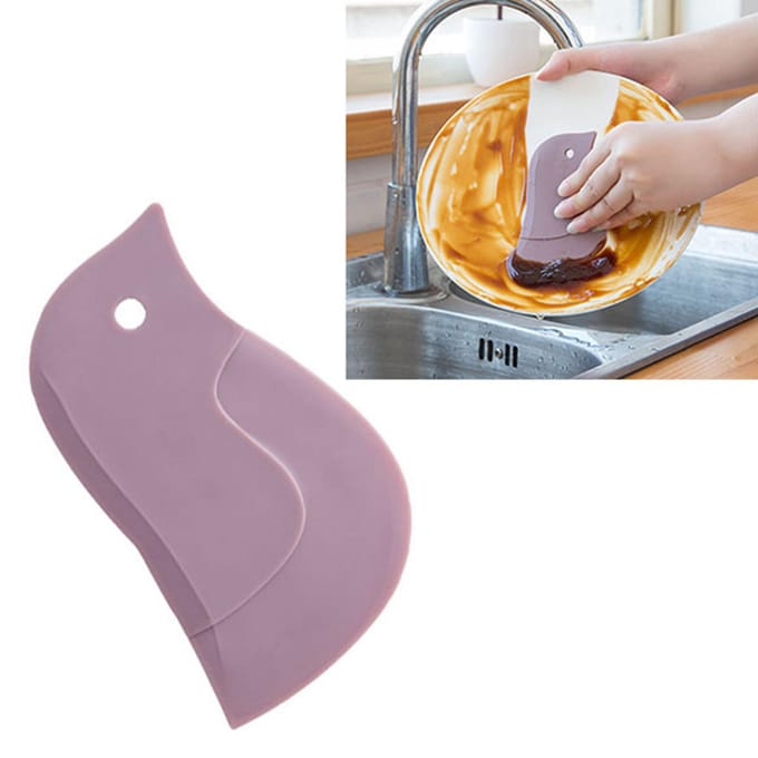 Pinguïnvormige Schraper Keuken Afwas Pot Bord Olie Schraper Multifunctioneel Zacht Rakel Gereedschap gray