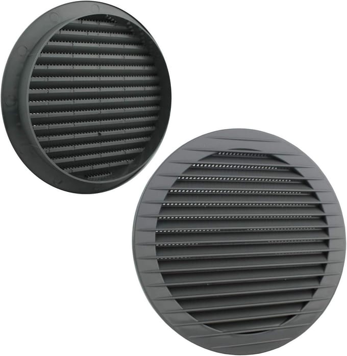 Ventilatierooster Rond met Insectenhor en Flens - Grijs - Ø 150 mm