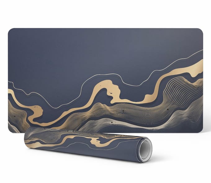 Antislip beschermmat voor op het bureau met abstract golfpatroon 90x45 cm