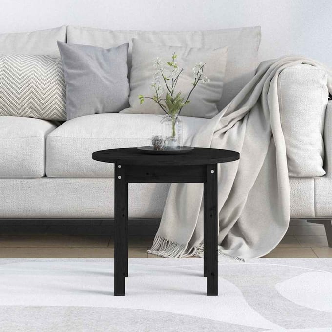 vidaXL - Salontafel - Ø - 45x40 - cm - massief - grenenhout - zwart