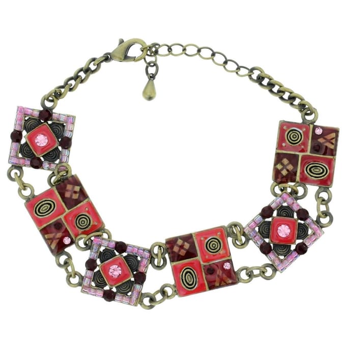 Behave - Armband - rood mozaïek design - kleurrijke retro look