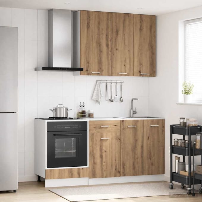 vidaXL - Keukenblok - LYON - 5 - st - Artisanaal - eiken - Bewerkt - hout