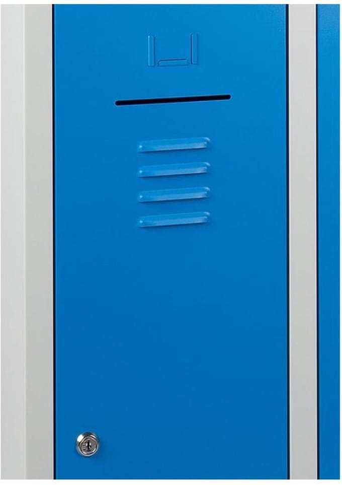 Lockerkast WRC 2 deurs met Blauwe deuren en uitgevoerd met cilinderslot