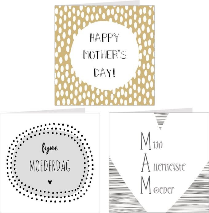 3x MOEDERDAG kaarten / wenskaarten / moederdagkaarten met enveloppen | #2