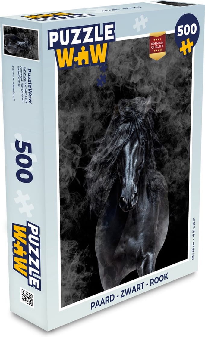 Puzzel Paard - Zwart - Rook - Legpuzzel - Puzzel 500 stukjes