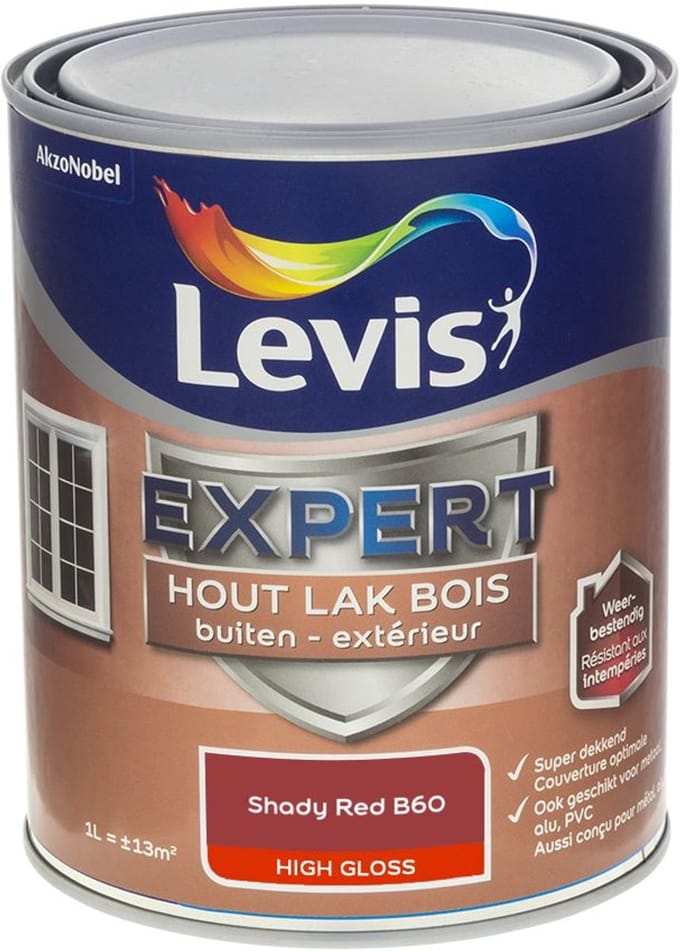 Levis - Expert Hout Lak Buiten High Gloss Mix - Shady Red B60 - Mengverf - 1 L