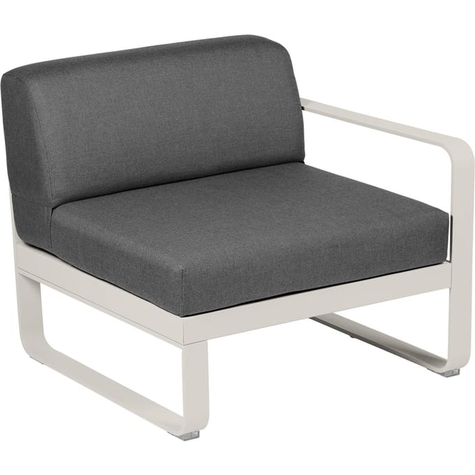 Fermob BELLEVIE Fauteuil Module rechts - A5 leemgrijs - A3 grafietgrijs