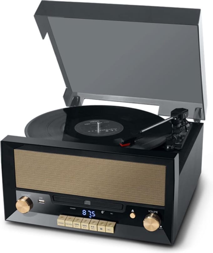 Platenspeler Bluetooth met Speakers - CD Speler - LPS Vinyl - Retro - Zwart met Goud