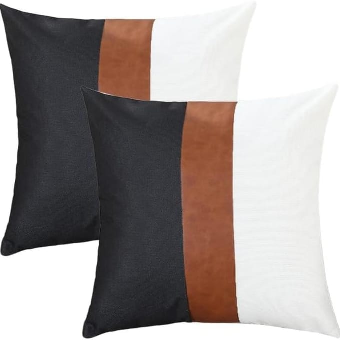Housse de coussin de luxe en cuir PU 45*45 Housse de coussin Patchwork Housse de coussin Décoration pour canapé Coussin de canapé Décoration intérieure 45x45cm