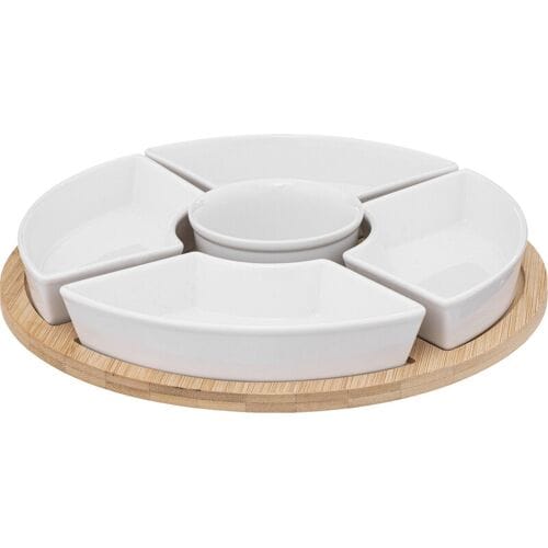 Secret de Gourmet Ronde 6-delige witte bamboe snackset