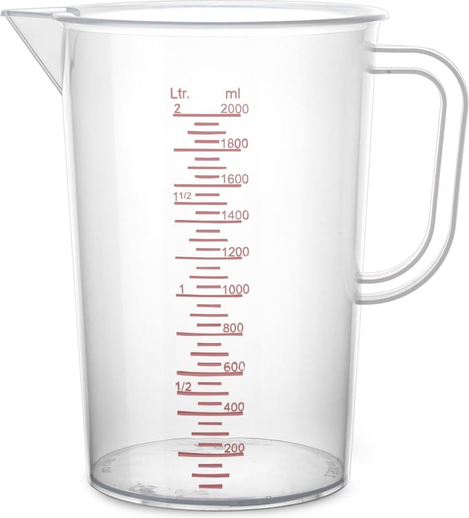 Plasticforte Keuken Voedsel maatbeker / mengbeker - kunststof - transparant - 2000 ml - met schenktuit