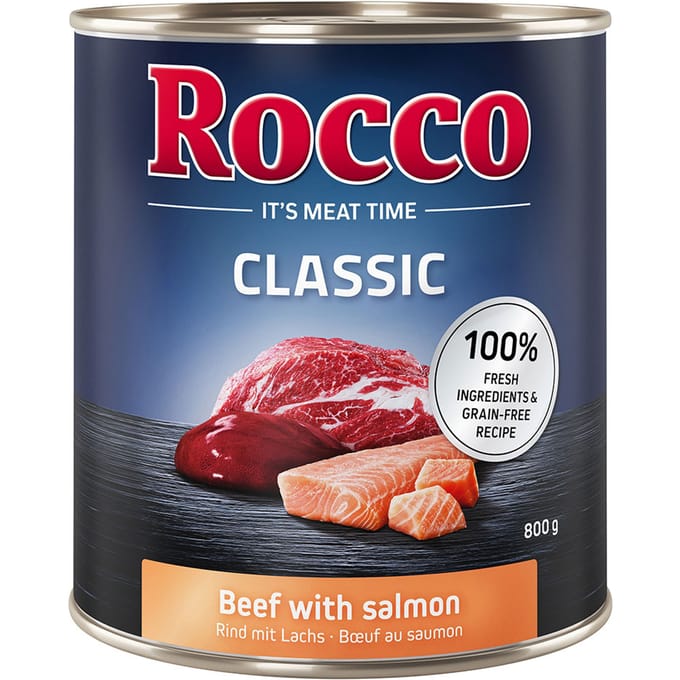 6x800g Rund met zalm Rocco Hondenvoer