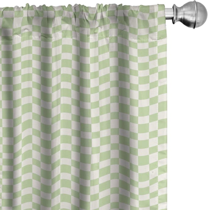 ABAKUHAUS Geometrische Gordijnen – 2x75x225 cm – limegroen-wit