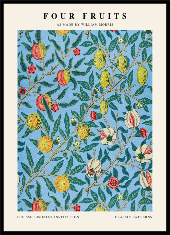 Poster William Morris - Four Fruits - Large 30x40 - Abstracte Kunst - Fruit Botanisch