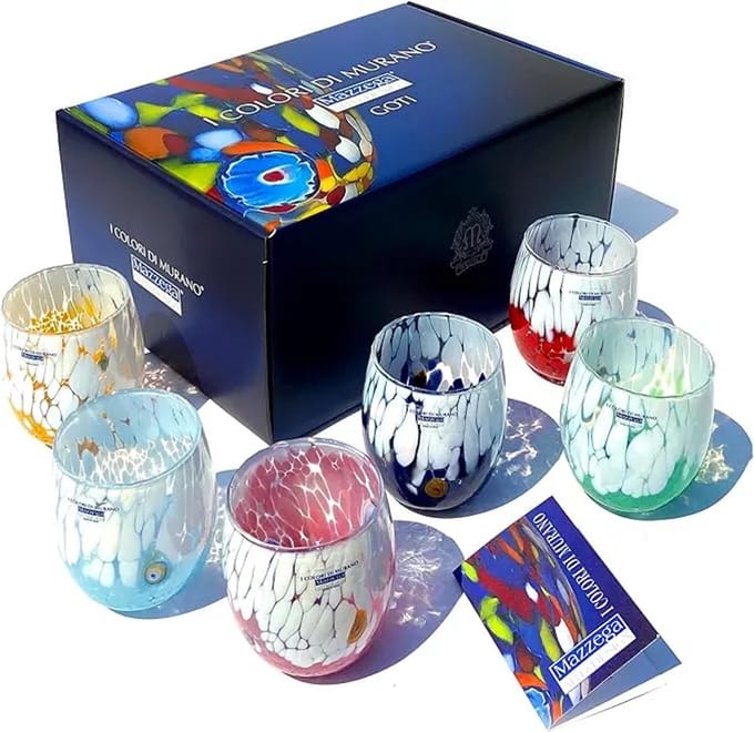 Mazzega Art & Design Murano waterglazen bicolor 320ml gift box