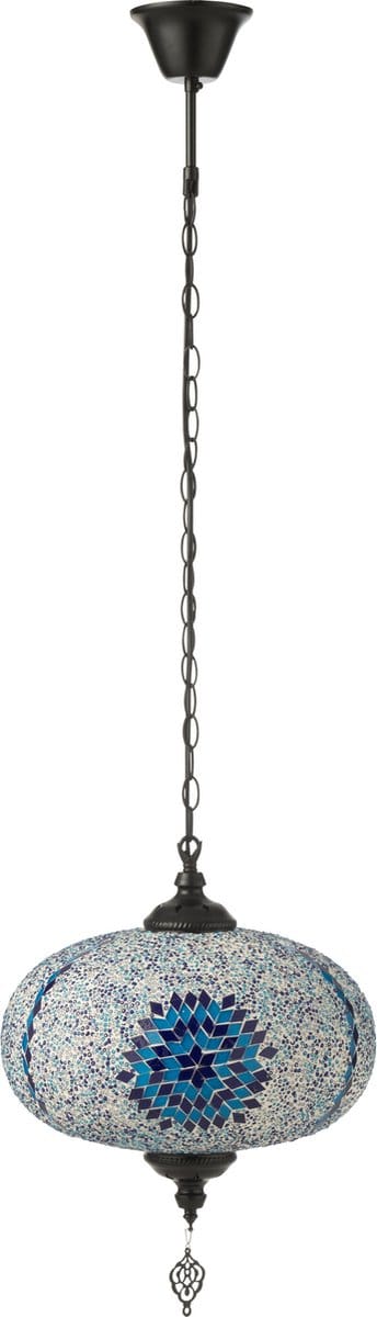 J-Line hanglamp Mozaiek - glas/metaal - blauw - large