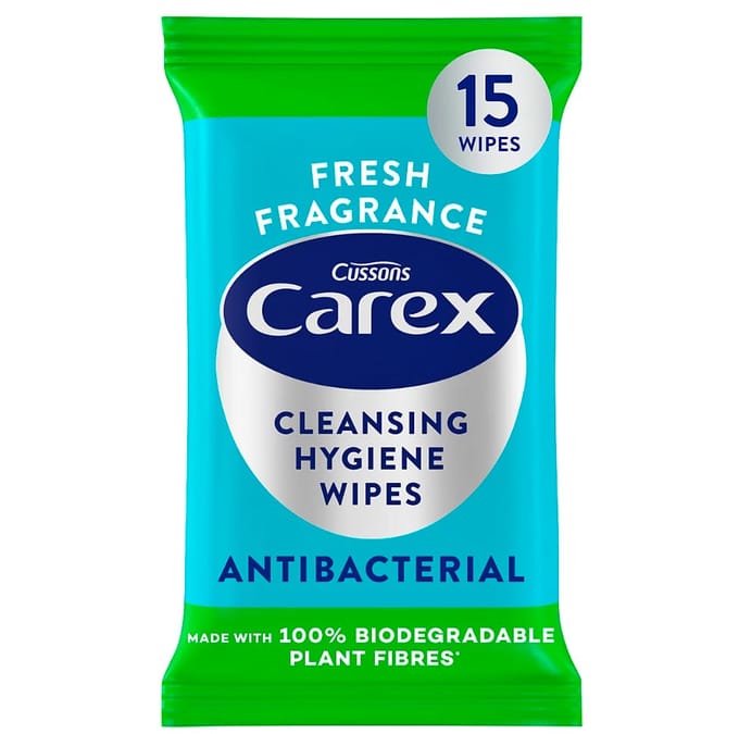 Carex Antibacterial Biodegradable Hand wipes 15 st