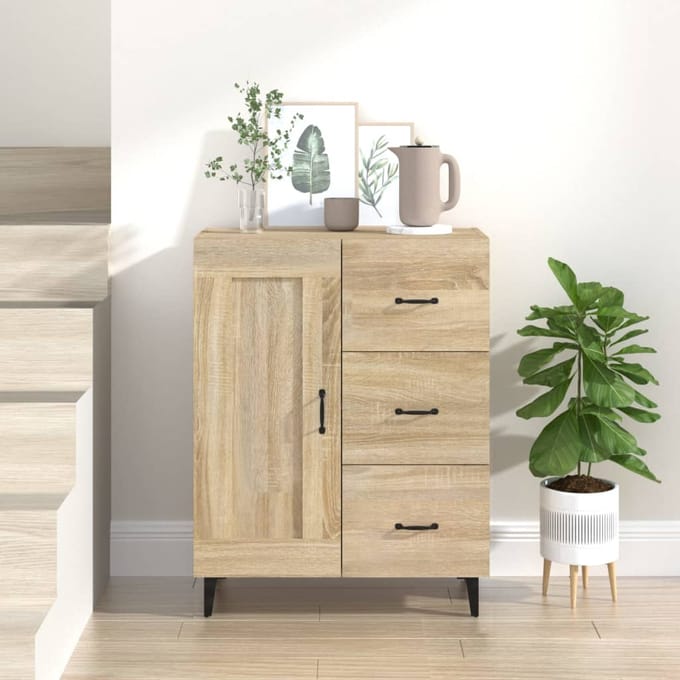 vidaXL - Dressoir - 69,5x34x90 - cm - bewerkt - hout - sonoma - eikenkleurig