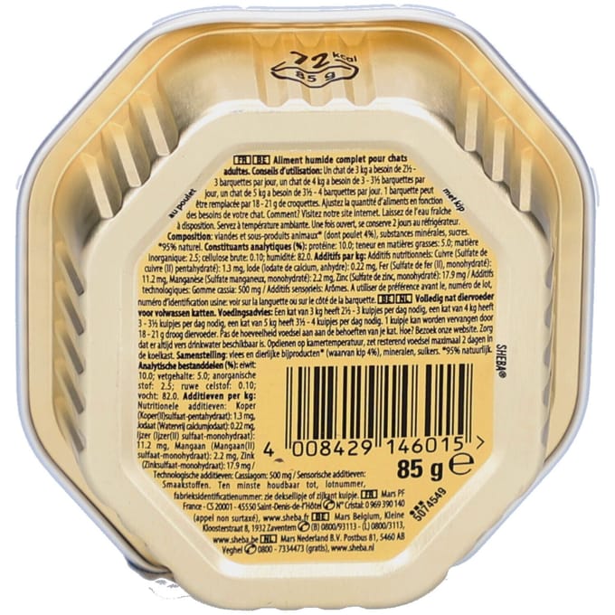 Sheba Finesse - Kip Mousse voor Volwassen Katten 22x85 Voeding