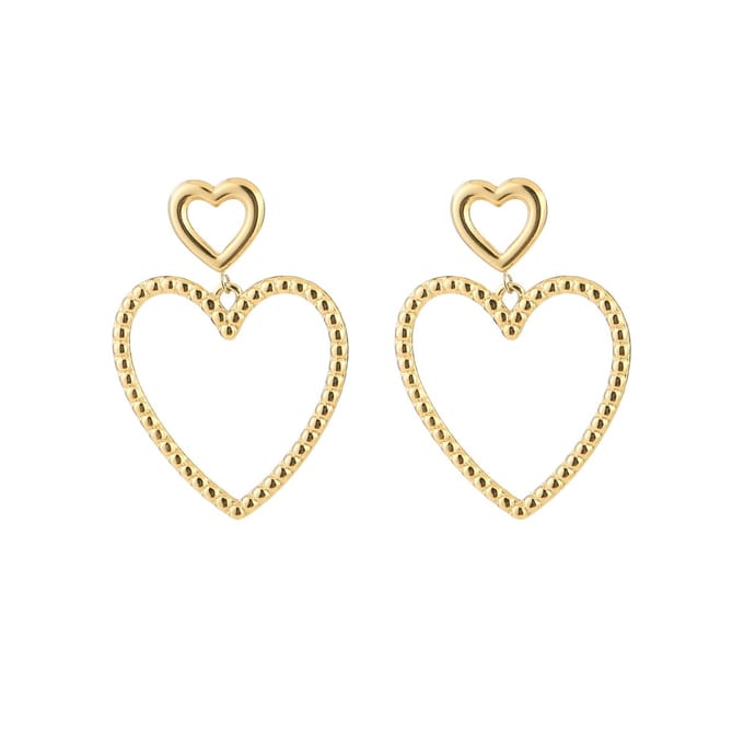 Oorbellen 2 Hearts Goud - trendy - stainless steel