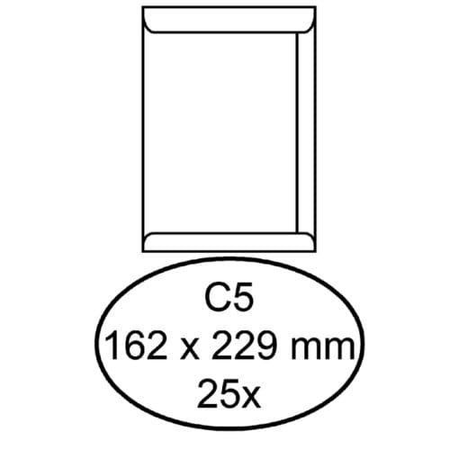 Envelop Hermes akte C5 162x229mm zelfklevend wit pak à 25 stuks