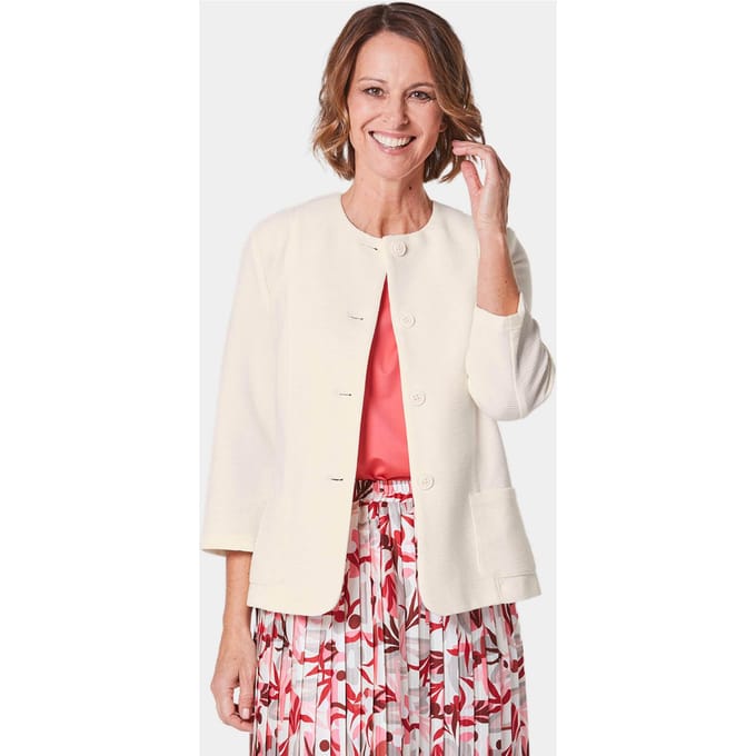 Comfortabel jasje met structuur - gebroken wit - Gr. 38 van Goldner Fashion