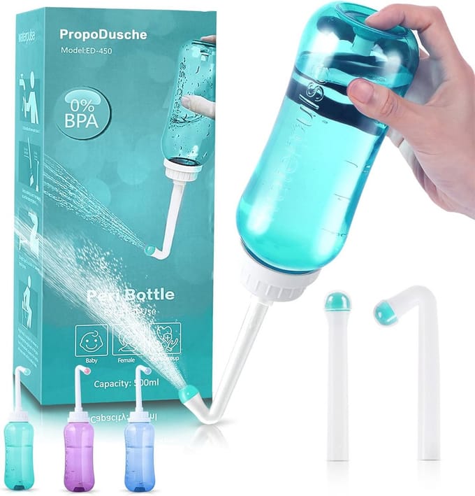 Draagbare Podouche 500 ml - Intieme Douche met Dubbel Mondstuk