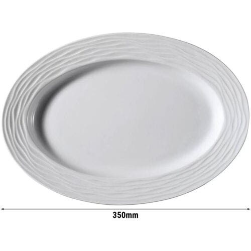 GGM Gastro (12 Stück) SEA WAVE - Platte/Dönerteller - oval - Länge: 350mm - Weiß Wit