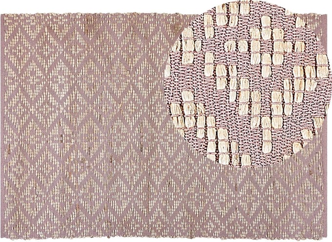 GERZE - Modern vloerkleed - Roze - 160 x 230 cm - Katoen