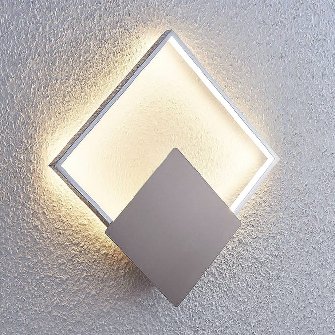 Lindby LED wandlamp Anays, 32 cm x 32 cm, chroom/helder