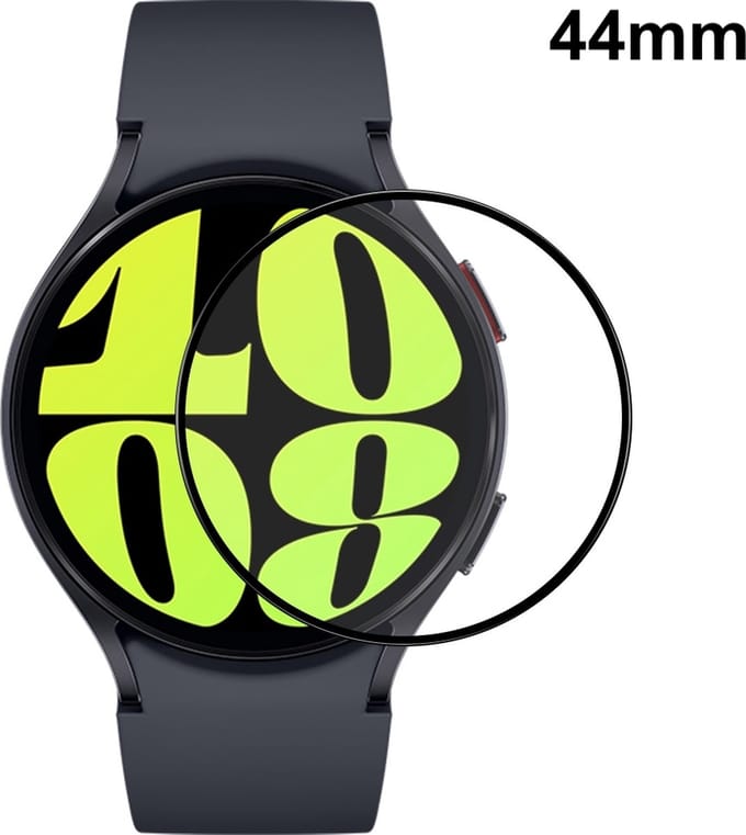 By Qubix - Screen protector Tempered Glass - Full cover - Geschikt voor de Samsung Galaxy Watch 6 - 44mm
