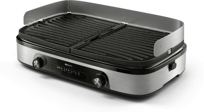 Philips Serie - Elektrische Grill - 2400W - Grote Grilloppervlakte - 2 Kookzones