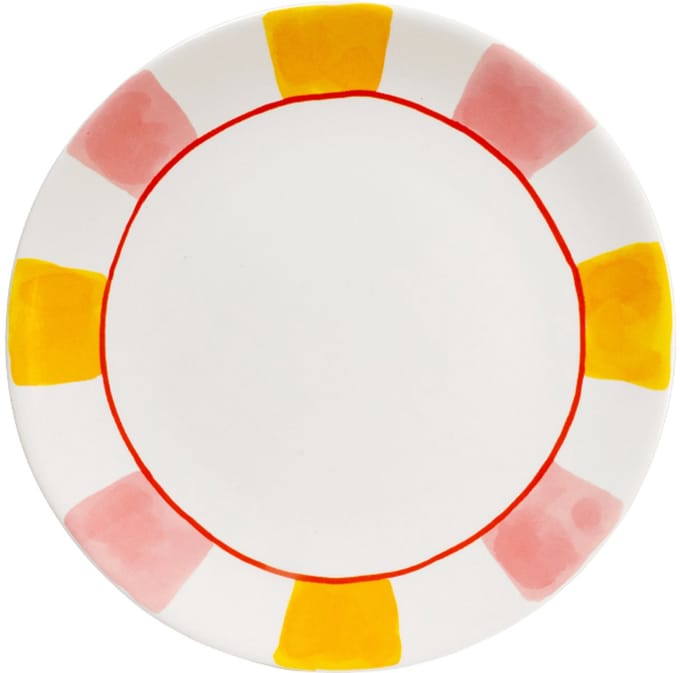 Blond Amsterdam, Even Bijkletsen Everyday Stripes: bord 26 cm roze/geel