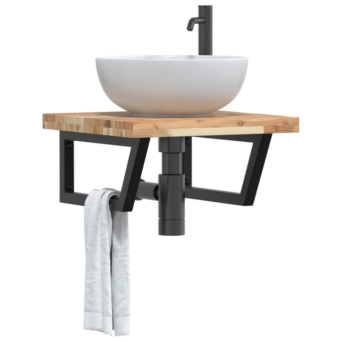 vidaXL - Badkamer - wandschap - staal - en - massief - acaciahout