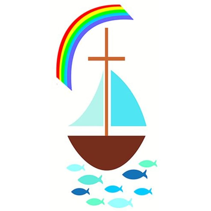 Wasmotief "Zeilboot met Regenboog"