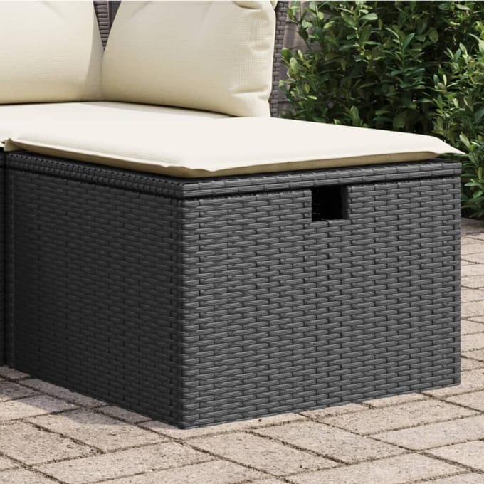 vidaXL - Tuinkruk - met - kussen - 55x55x37 - cm - poly - rattan - zwart