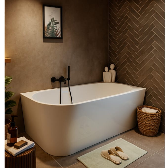 Badplaats Ligbad Isia 170 x 78 x 60 cm – Hoekbad – Hoogglans wit – rechts